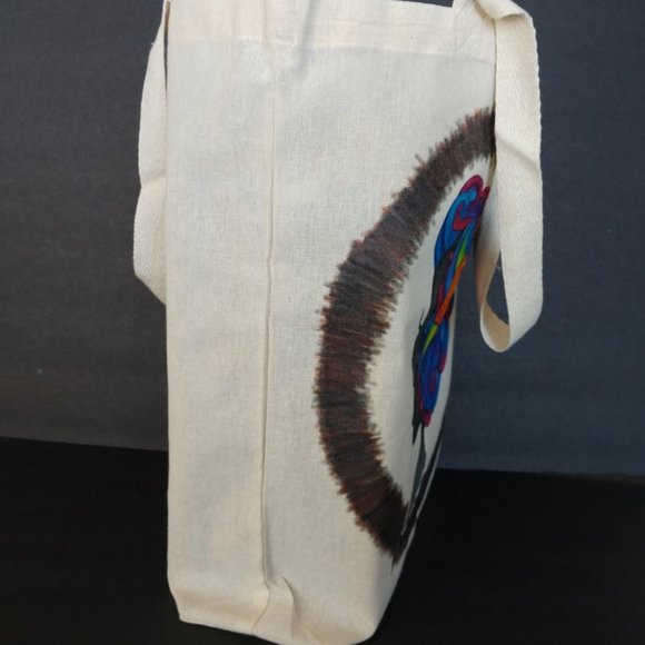 Painted Tote Bag with Retro Silhouett Woman With Blue Hair Artisan Handmade NWT - Picture 7 of 16